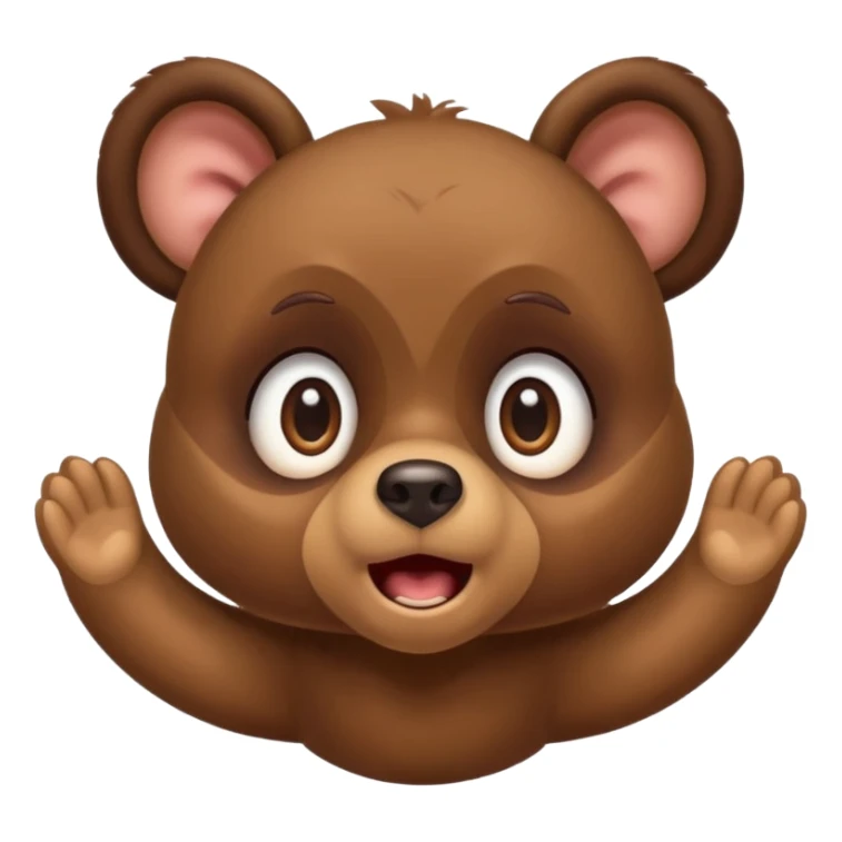 Full Beary wide-open eyes, small “O” mouth, raised eyebrows, dynamic pose, cute shock reaction sticker