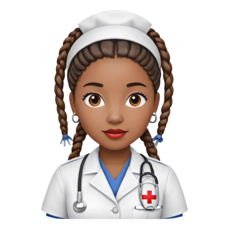 Black woman with braids ponytail who is a nurse sticker