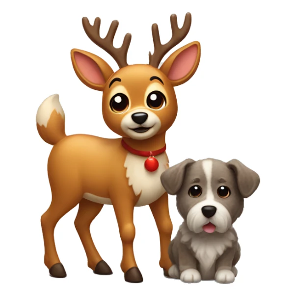 Cute Rudolph the deer with a furry dog sticker