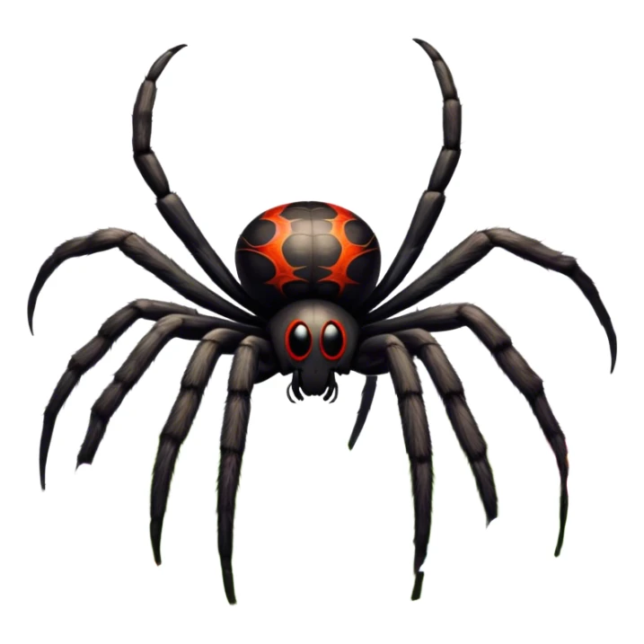 Huge spider sitting on grass with flowers, surrounded by a lush meadow. Detailed legs and body, with soft natural lighting enhancing its texture. Calm, serene background with vibrant greenery and a clear sky. Transparent background. sticker