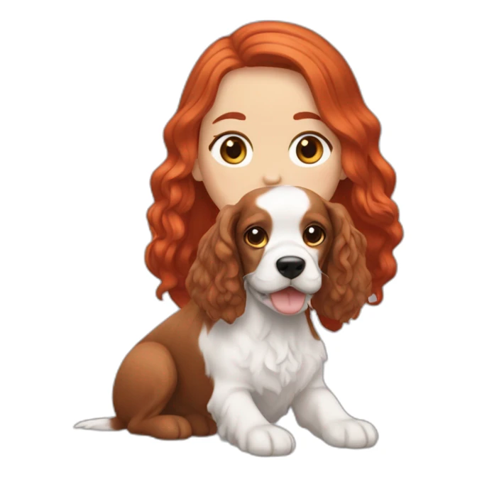  White girl red hair with spaniel cocker tricolor sticker