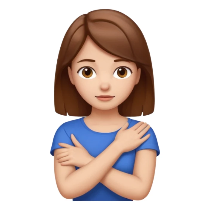 girl holding neck with arms crossed sticker