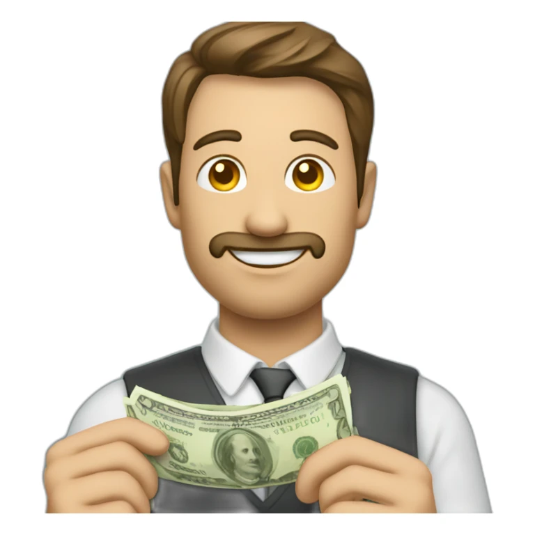 Un homme en costards avec des billets sticker