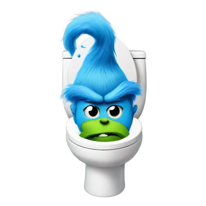 Blue grinch sticking out a toilet  sticker