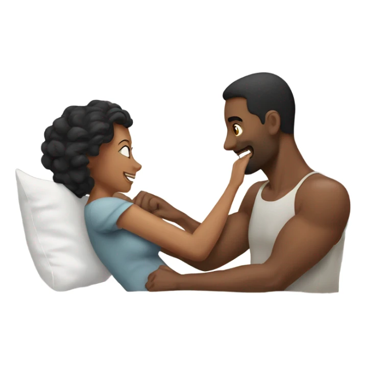 Husband rubbing wife arm in bed sticker