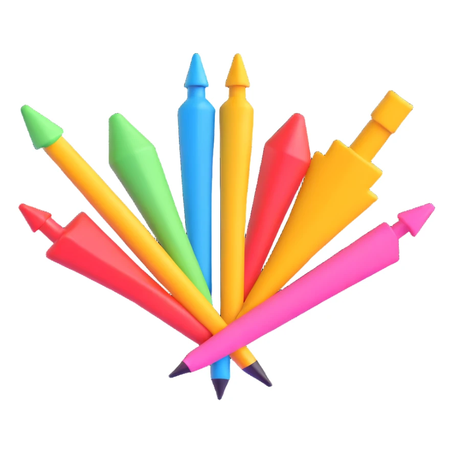 A set of emojis for highlighting text in posts, featuring various markers, arrows, and highlights, in the style of 3D emojis. sticker