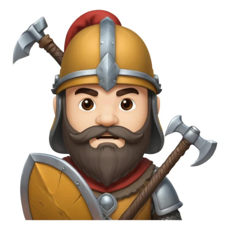 gimli the dwarf, dark brown beard, gray metal helmet, battle axe sticker