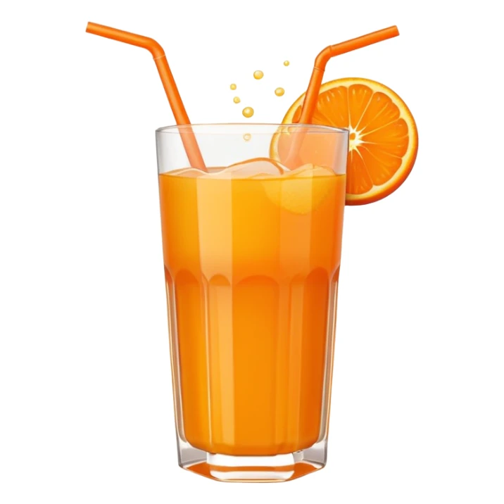 Super sweet mandarin emoji, fizzy juice splash, simple flat design, bold lines, bright orange, transparent background(with no eyes) sticker