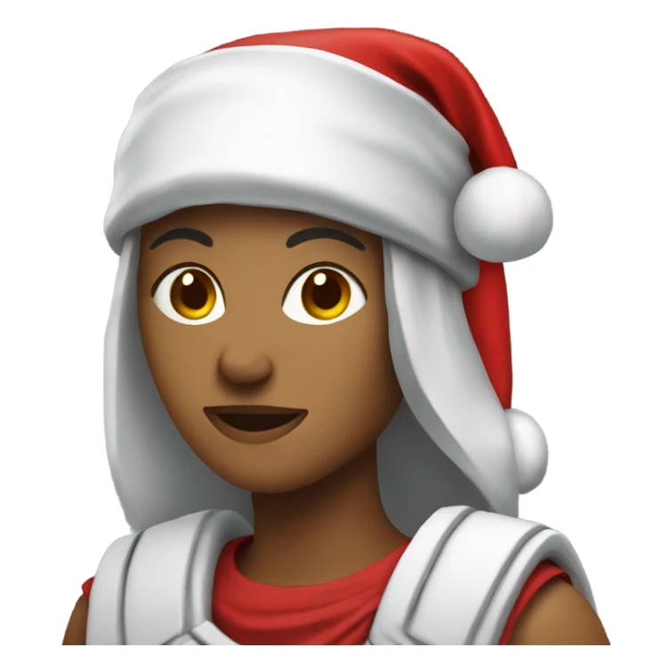 spartan female wearing red santa hat sticker