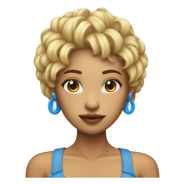 Chica con pelo azul, piel blanca y piercings muy mona sticker