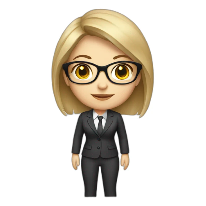 white girl in a pantsuit with glasses. sticker