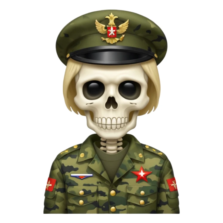 generate a realistic skeleton in Russian military camouflage sticker