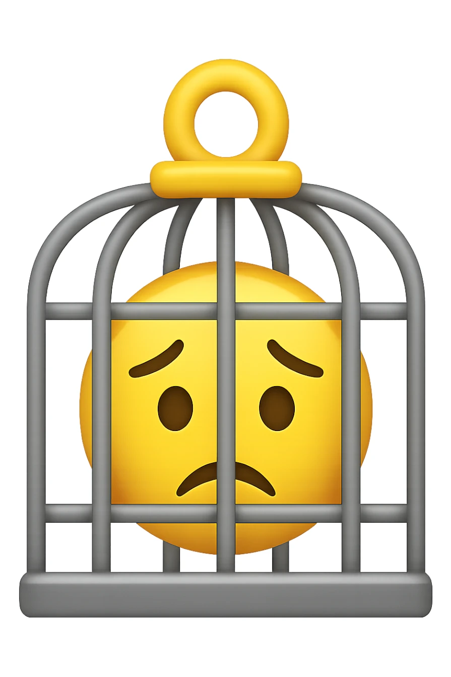 Disturbi alimentari visti come una gabbia stile emoji iphone. sticker