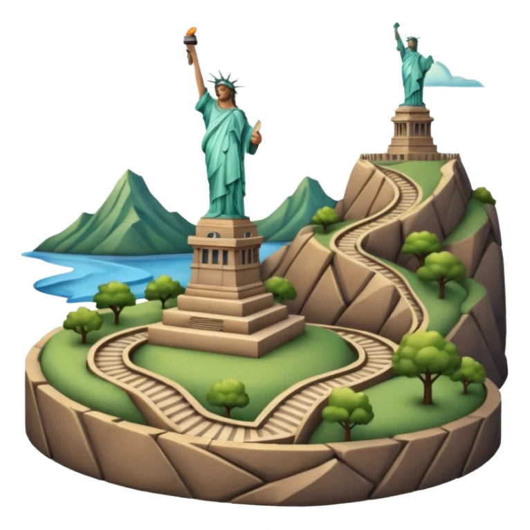 Montaña con con la estatua de la libertad con subida en curva zigzag sticker