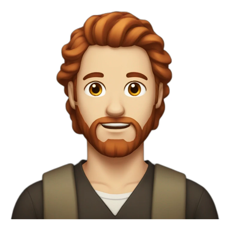 Dark Red head bearded man with long hair in a bun sticker