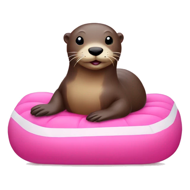 The otter is lying on a pink water mattress sticker