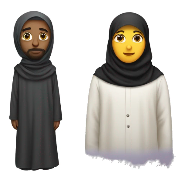 A man a size of an ant next to a giant hijabi  sticker