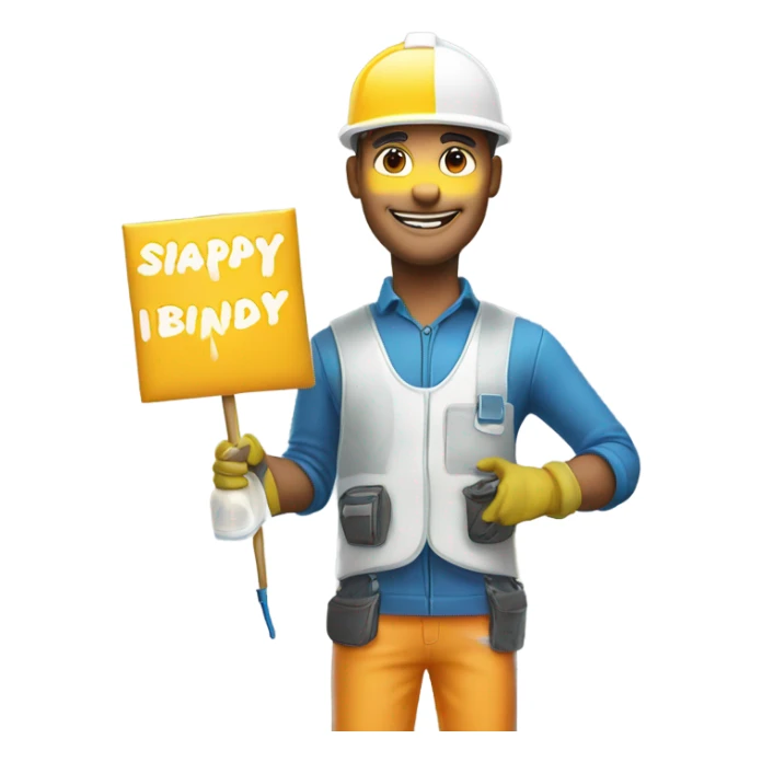 Spray foam worker saying Happy Birthday  sticker