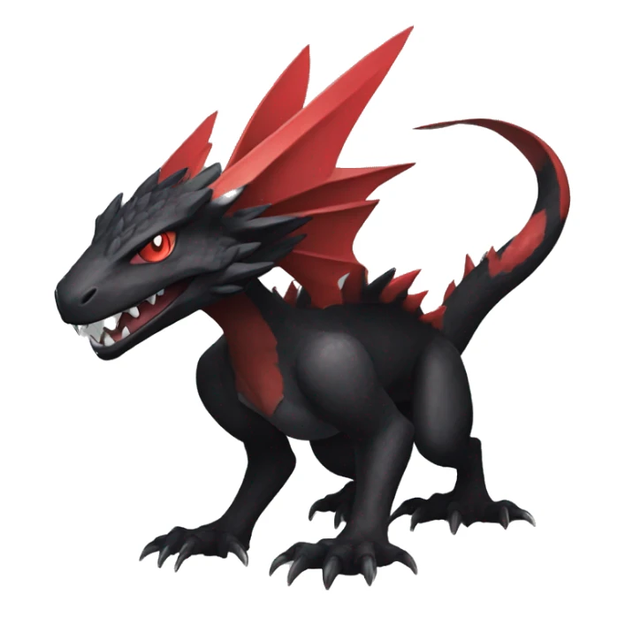 cool edgy black and red Dark-type nargacuga Pokémon full body sticker