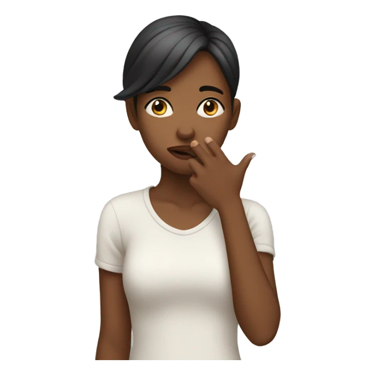 Girl with her hand over her mouth  sticker