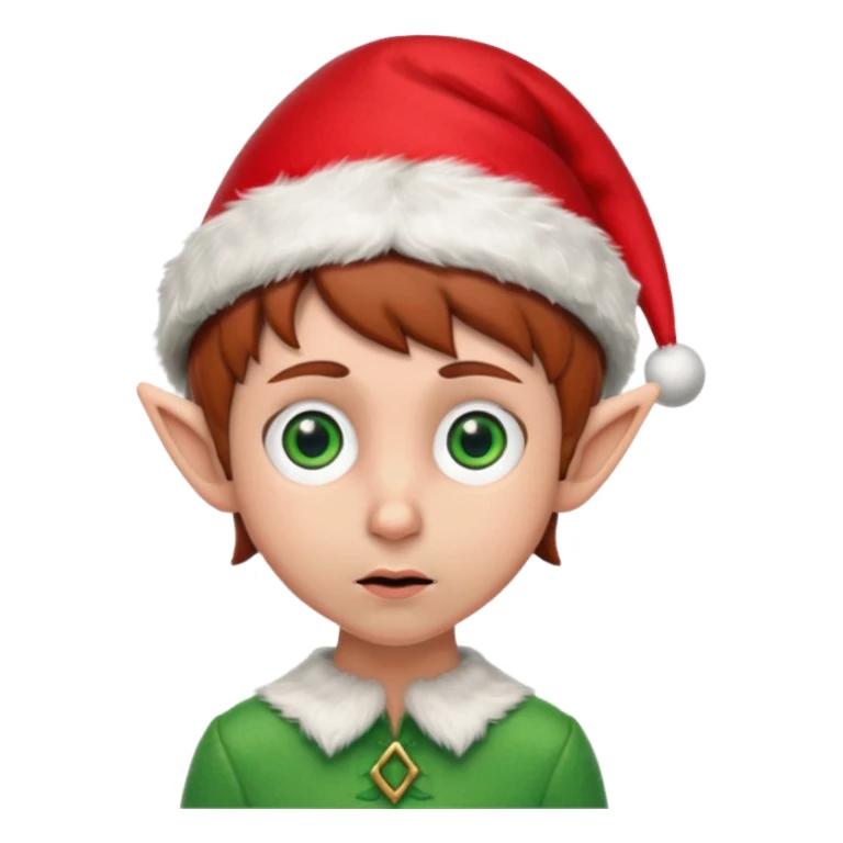 Worried elf on the shelf with red hat and brown hair sticker