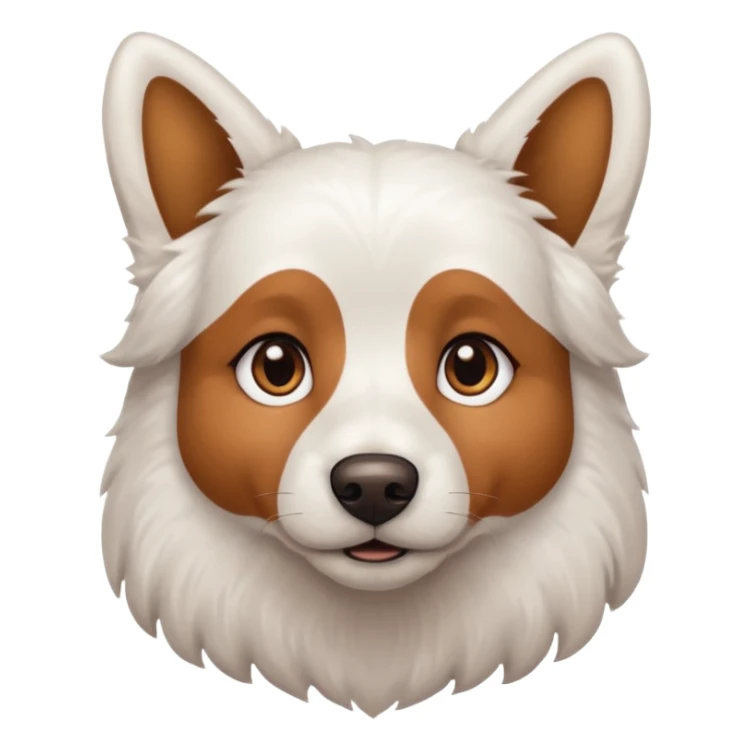a completely white dog with brown eyes, a long, medium-sized body, and ears with small brown specks on them. sticker