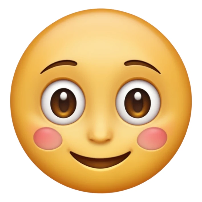 "A high-quality 3D cartoon-style smiling face emoji with big round eyes, soft shadows, and glossy texture, centered on a white background, high-resolution PNG, emoji style like Apple or WhatsApp" sticker