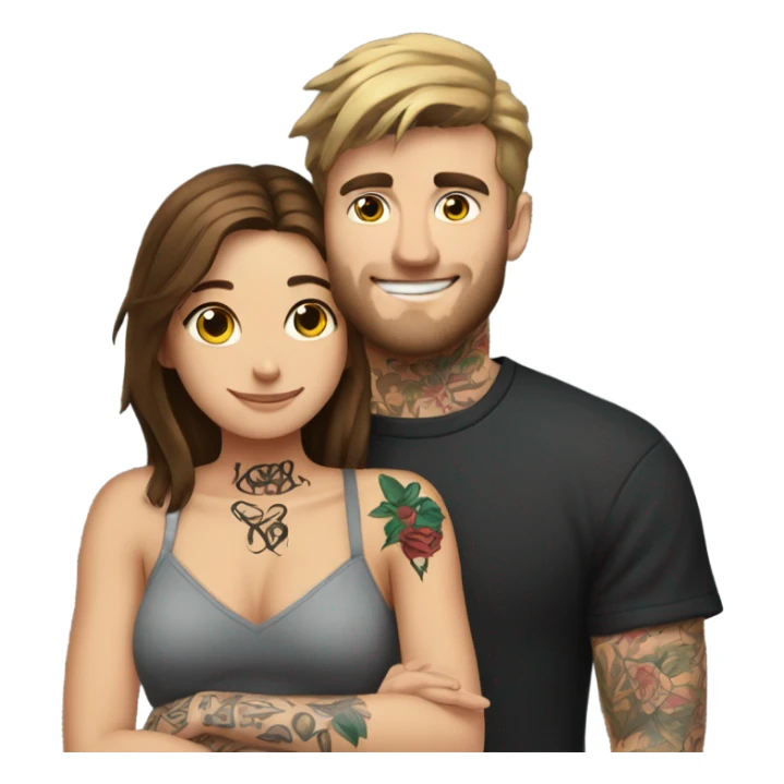 mr beast with tattoos hugging brunette girl sticker