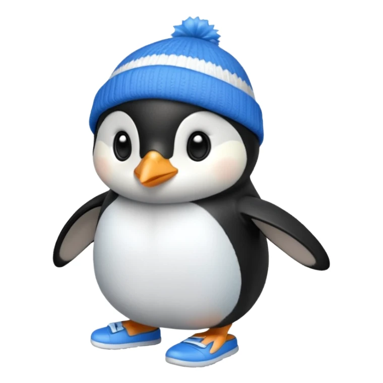Penguin with blue beanie and blue shoes sticker