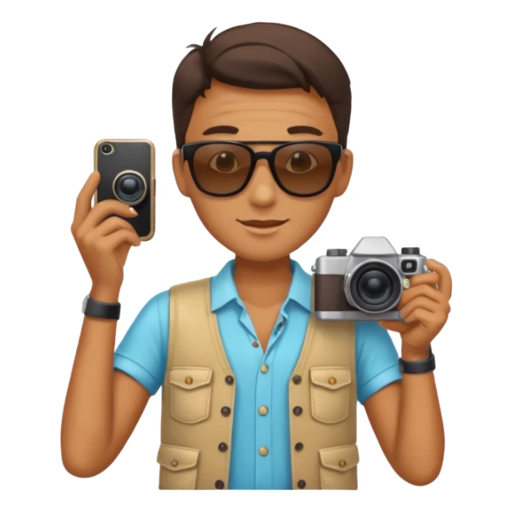 fotographer with summer clothes and sun glasses sticker