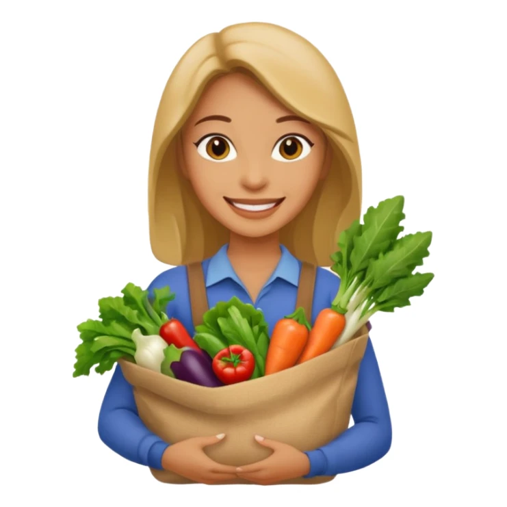 woman holding vegetables bag sticker