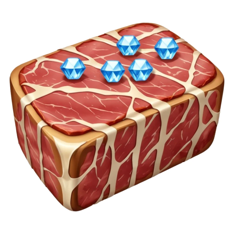 Meat with diamond textur and blue color sticker