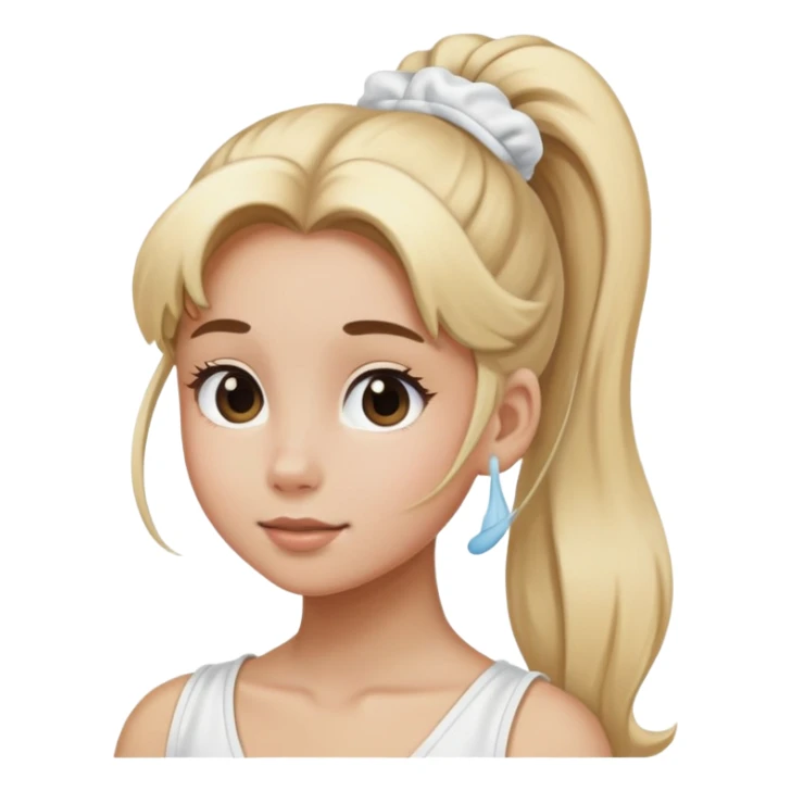 blonde girl with long pony tail in white scrunchie sticker