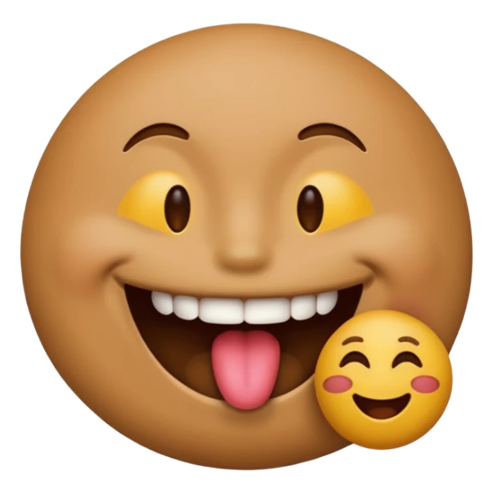 A smiley emoji licking a brown beach emoji sticker
