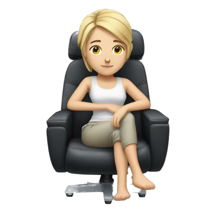 white girl thinking about life on a big gaming chair  sticker