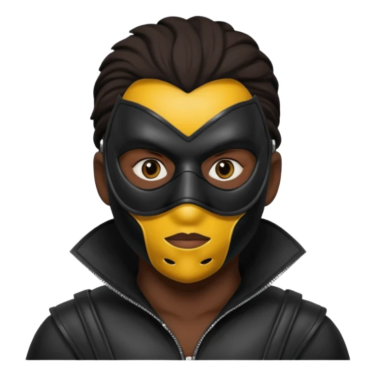 bdsm slave black leather fullhead mask, no metallic details sticker