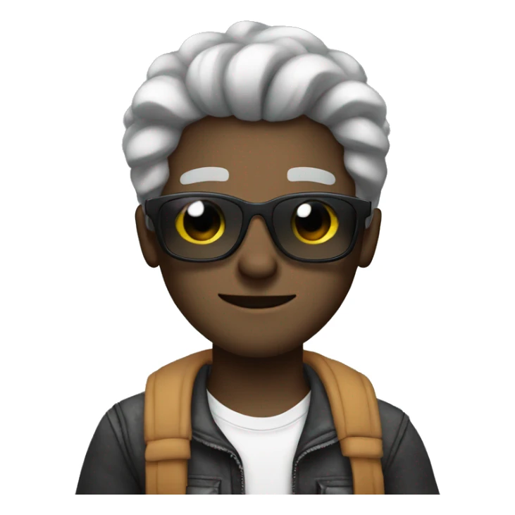 Cute guy with sunglasses on with smoke grey hair sticker