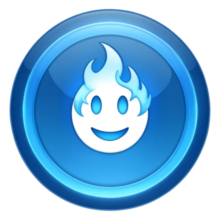 A minimalist CD disc with a subtle blue fire design, emoji style, blue fire, variation 3. sticker
