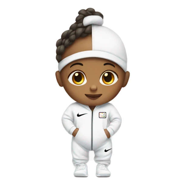 Baby wearing a jumpsuit from Nike sticker