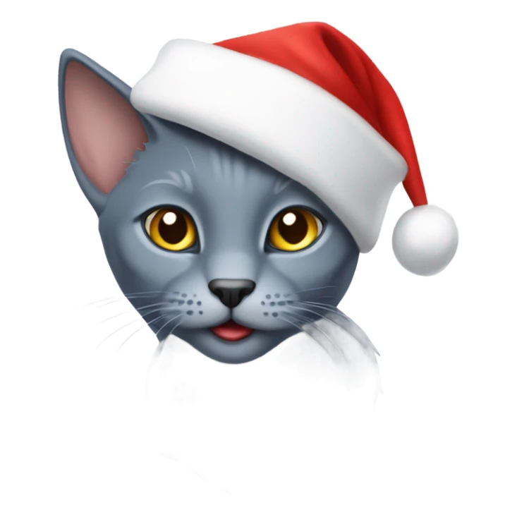 Running Russian blue cat wearing a Santa hat  sticker