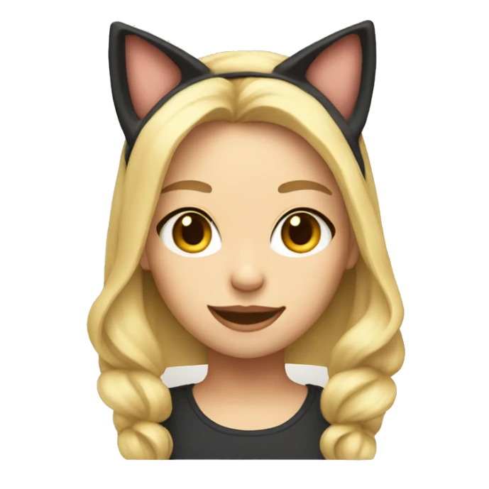 Blonde Girl with cat ear hat on sticker