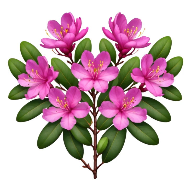 Natural rhododendron branches with a few flowers in a heart shape sticker