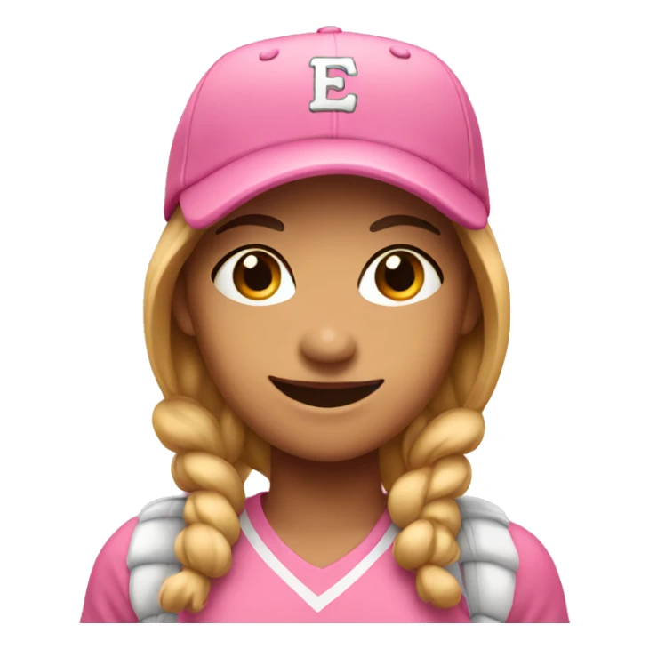 smiling girl in baseball pink cap sticker
