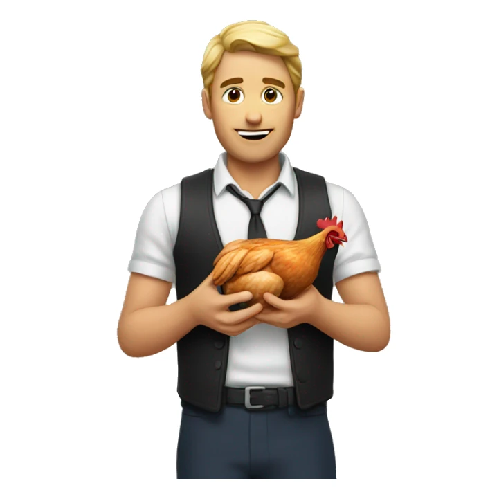 a man with a piece of chicken  sticker