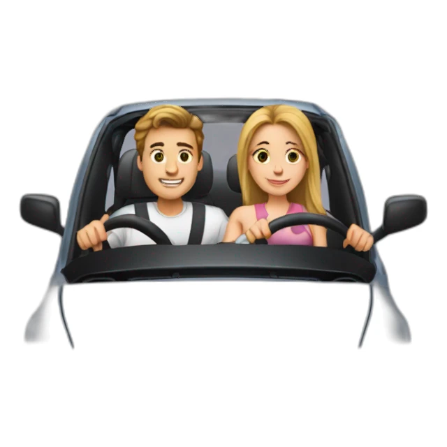 boyfriend driving and girlfriend in car  sticker