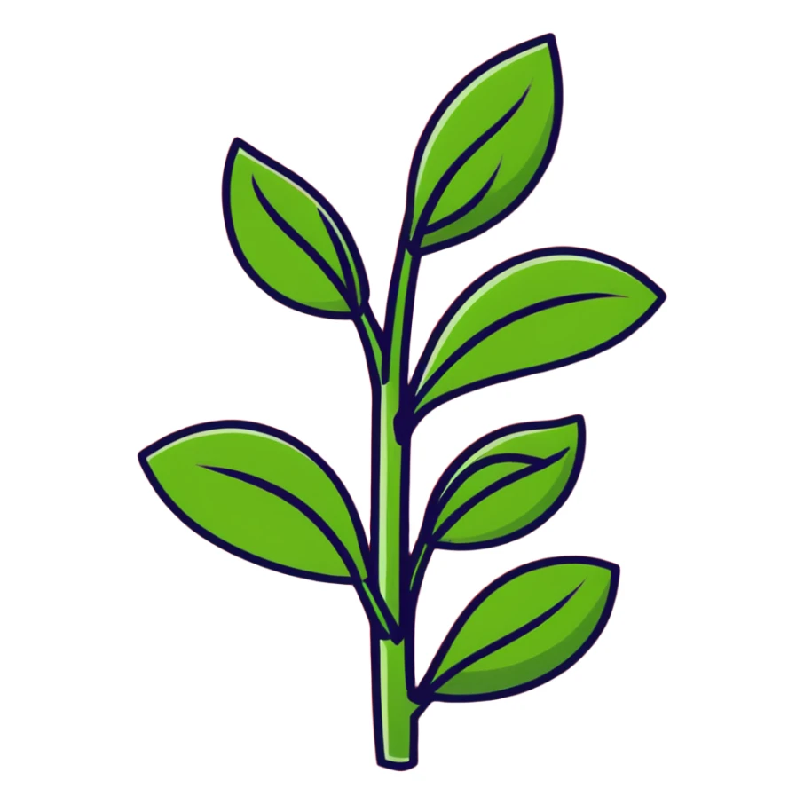 Green tea leaves and buds, fresh harvest sticker