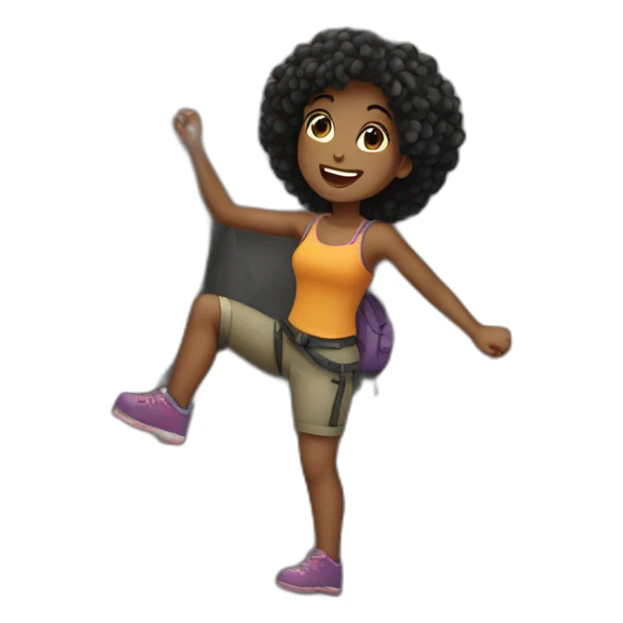 Black hairs girl climbing a rock sticker