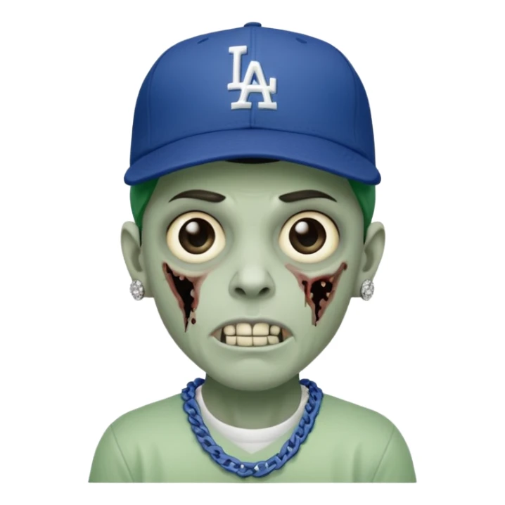 Zombie con gorra de los Dodgers y cadena con diamantes  sticker