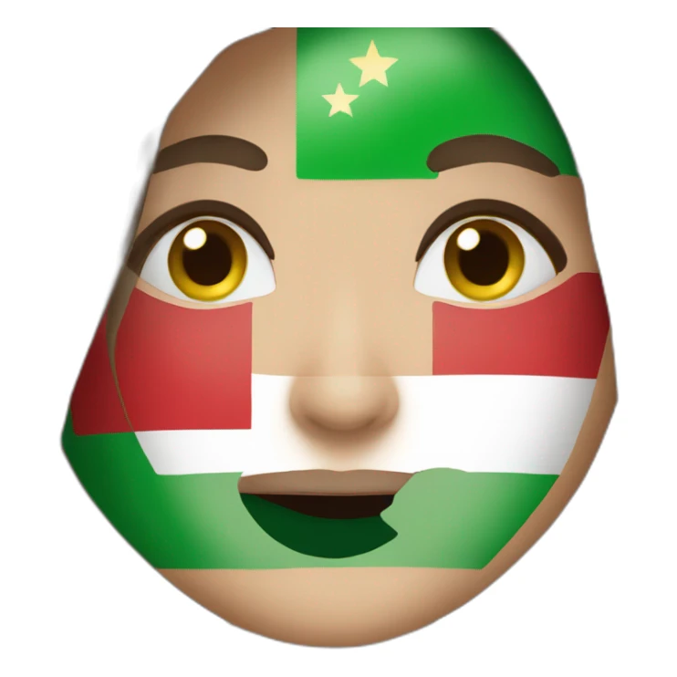 long haired brunette with brown eyes holding bulgarian flag sticker