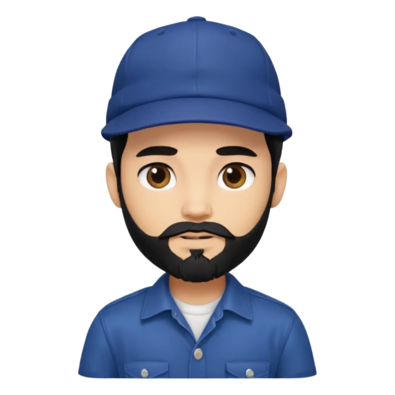 generate a fair pretty bratz boy wearing a dark blue cap and  button up shirt. Handsome

bearded and handsome

hair black long sticker